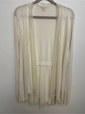April Cornell Cream Duster Cardigan with Mesh Dot Trim - Size XXL